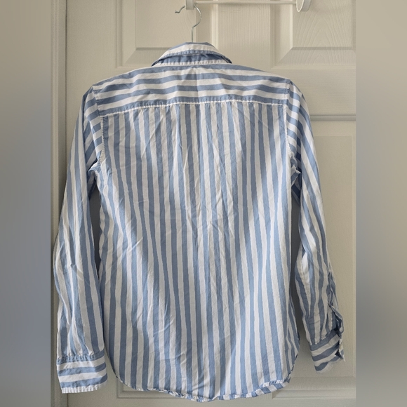 Lauren Blue and White Striped Shirt with Lace Detail Size MP - Picture 8 of 16